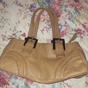 Elegant Y2K Tan Chunky Buckle Handbag